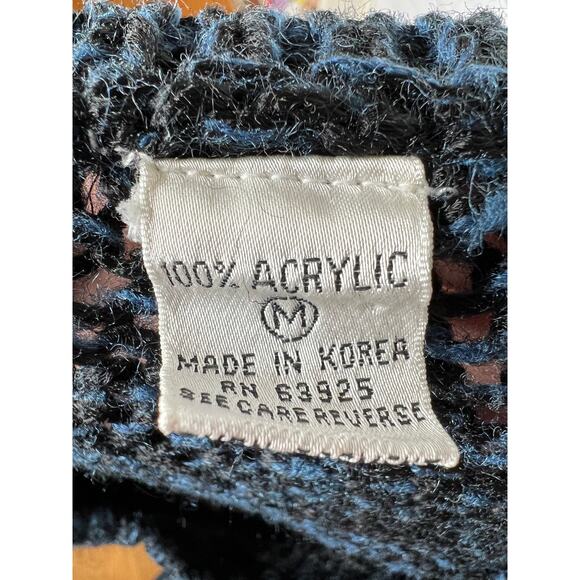 Michael Gerald Men's M Vintage 80's Triangle COSBY Sweater Long Sleeve Blue y2k - Picture 6 of 7